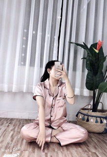 Set bộ phi lụa nơ Quần dài tay ngắn