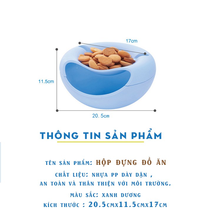 Hộp đựng đồ ăn vặt 2 ngăn đa năng tiện lợi