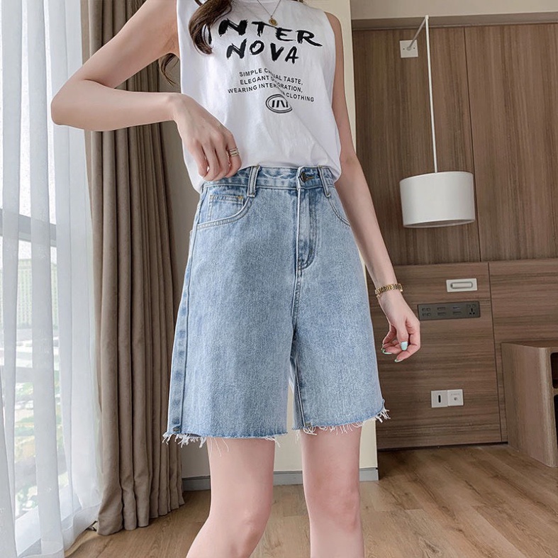 Quần jean ngắn nữ ống rộng, quần short bò quảng châu ulzzang chất vải mềm mại | BigBuy360 - bigbuy360.vn