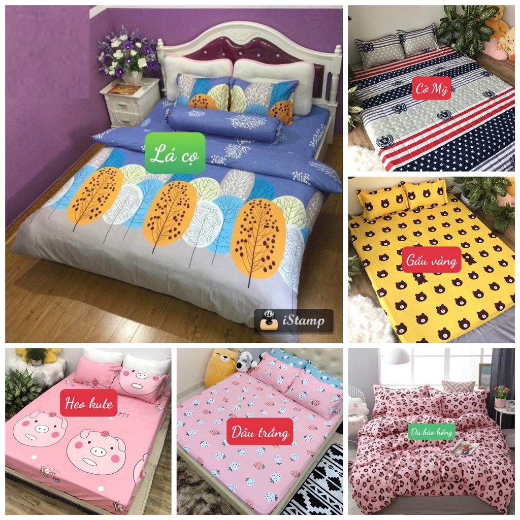 [sale rẻ]Bộ Ga Gối 1m2x1m9 Vải Cotton Poly Mềm Mịn,được chọn mẫu hanhrui-dâu tây nhật