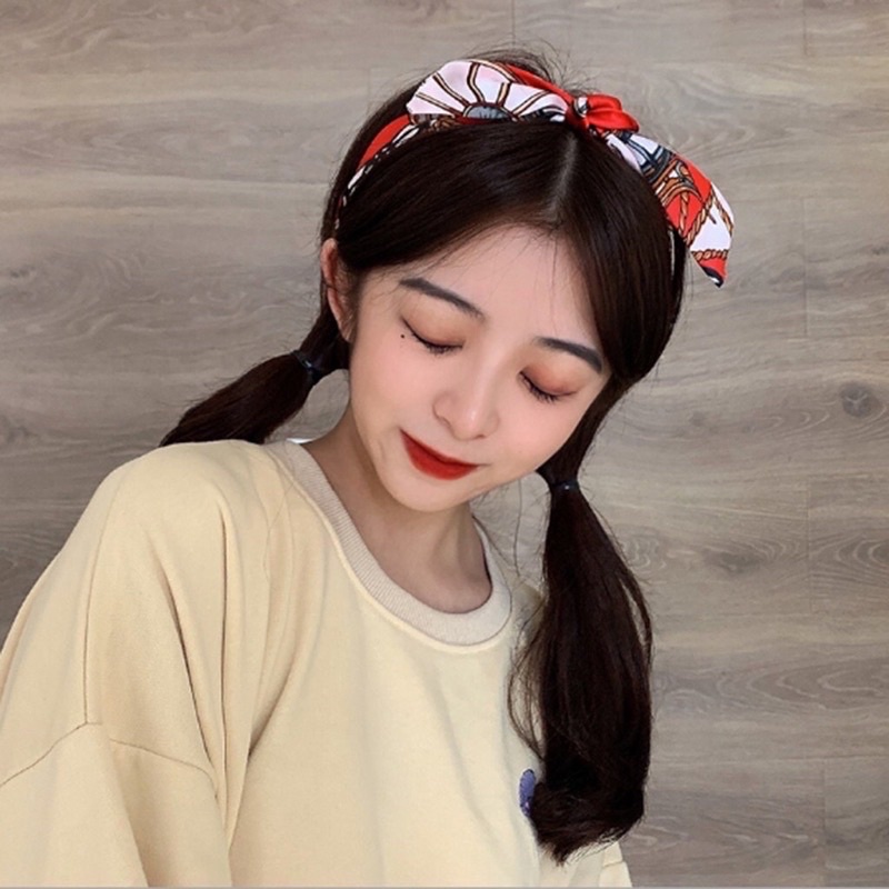 Khăn lụa buộc tóc kute phong cách Hàn Quốc