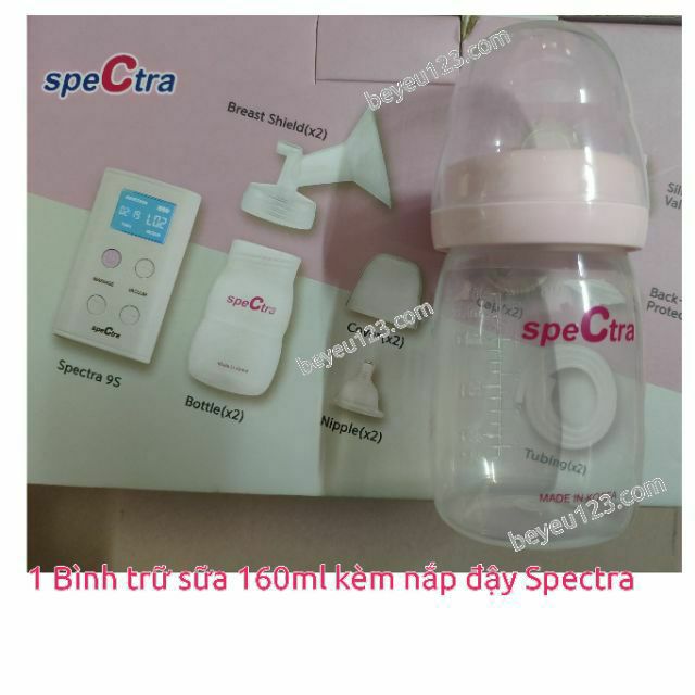 Tách lẻ - 1 bình trữ sữa mẹ Spectra 160ml cổ rộng kèm núm ti và nắp đậy Hàn Quốc