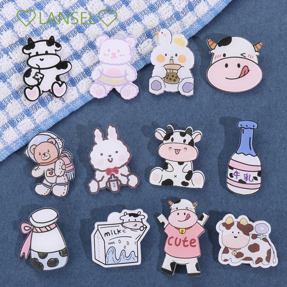 Ghim Cài Áo Hình Bò Sữa Hoạt Hình Sáng Tạo Dành Cho Nữ