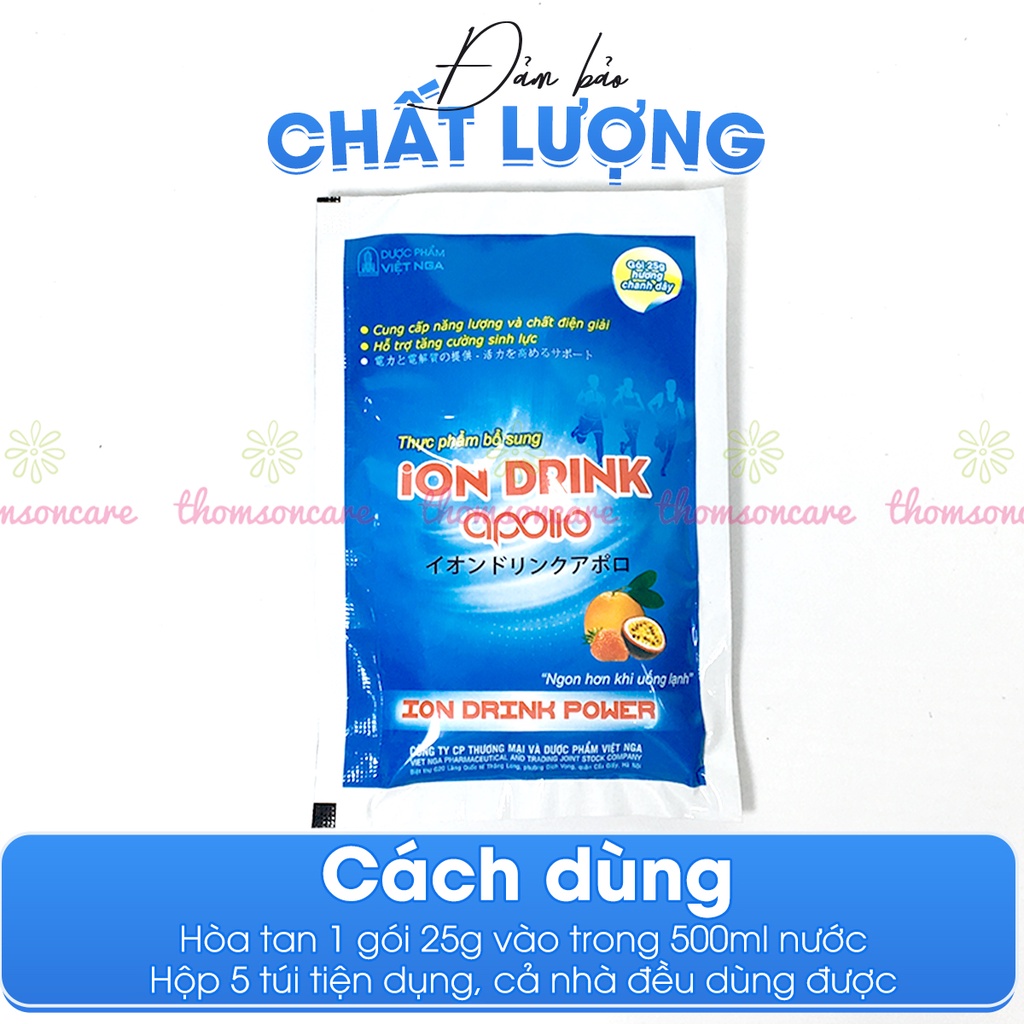 Nước điện giải ion drink powder Oresol hộp 5 gói vị chanh leo Orezol - Bù nước khi ốm sốt, chơi thể thao