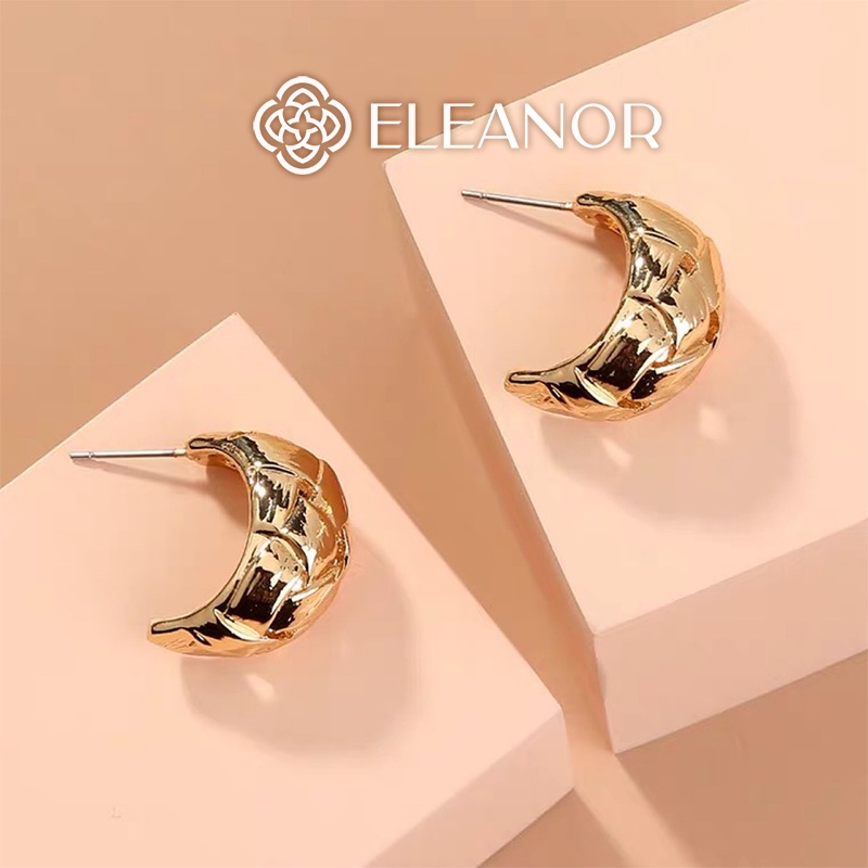 Bông tai nữ chuôi bạc 925 Eleanor Accessories viền cong phụ kiện trang sức tinh tế dễ thương