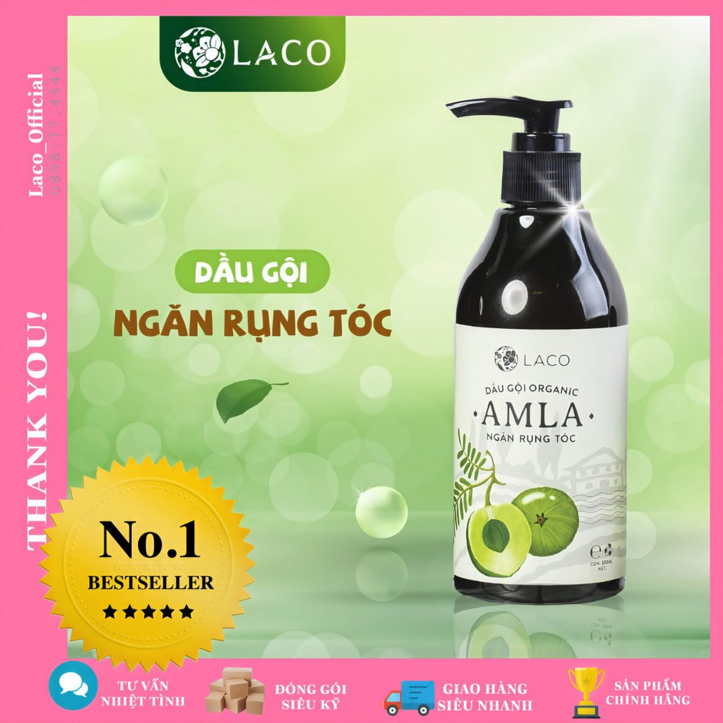 (DEALSỐC) Dầu Gội Trị Rụng Tóc AMLA LACO_chuẩn 100% organic_300ml