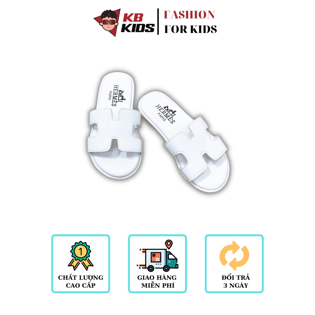 Dép Lê Cho Bé Gái Dép Trẻ Em Chữ H Đế Chống Trơn Trượt Xinh Xắn Cho Bé Gái Màu Trắng KB Kids - KB214