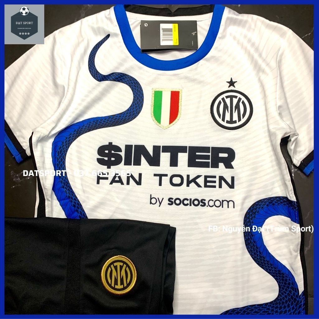 Bộ Áo Đấu INTER MILAN Mùa 21/22 ⚜️HÀNG VẢI ĐẸP⚜️ Bộ Quần Áo Bóng Đá CLB Inter Milan Trắng Sân Khách 2021/22