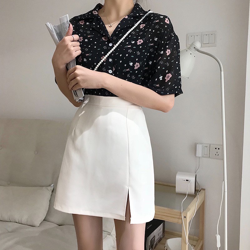 Chân váy chữ A xẻ ngắn kèm quần trong. Chân váy công sở lưng cao xẻ tà màu trơn dễ phối đồ trẻ trung thanh lịch CV06 | BigBuy360 - bigbuy360.vn