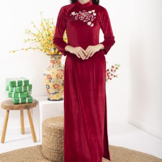Áo dài truyền thống nhung