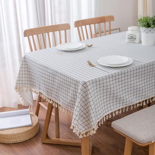 Khăn Trải Bàn Vải Cotton Lanh Họa Tiết Sọc Caro