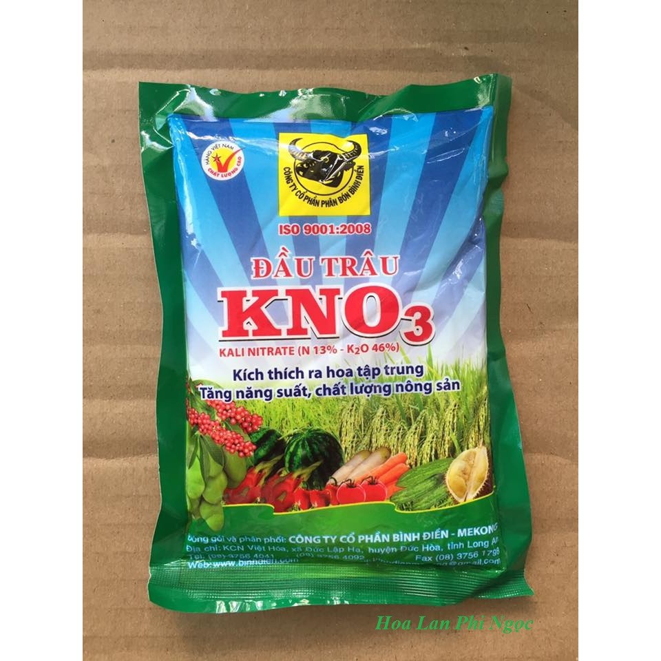 Phân bón Đầu Trâu-KNO3-Kíchthích cây ra hoa tập trung, giảm rụng trái non-200gr