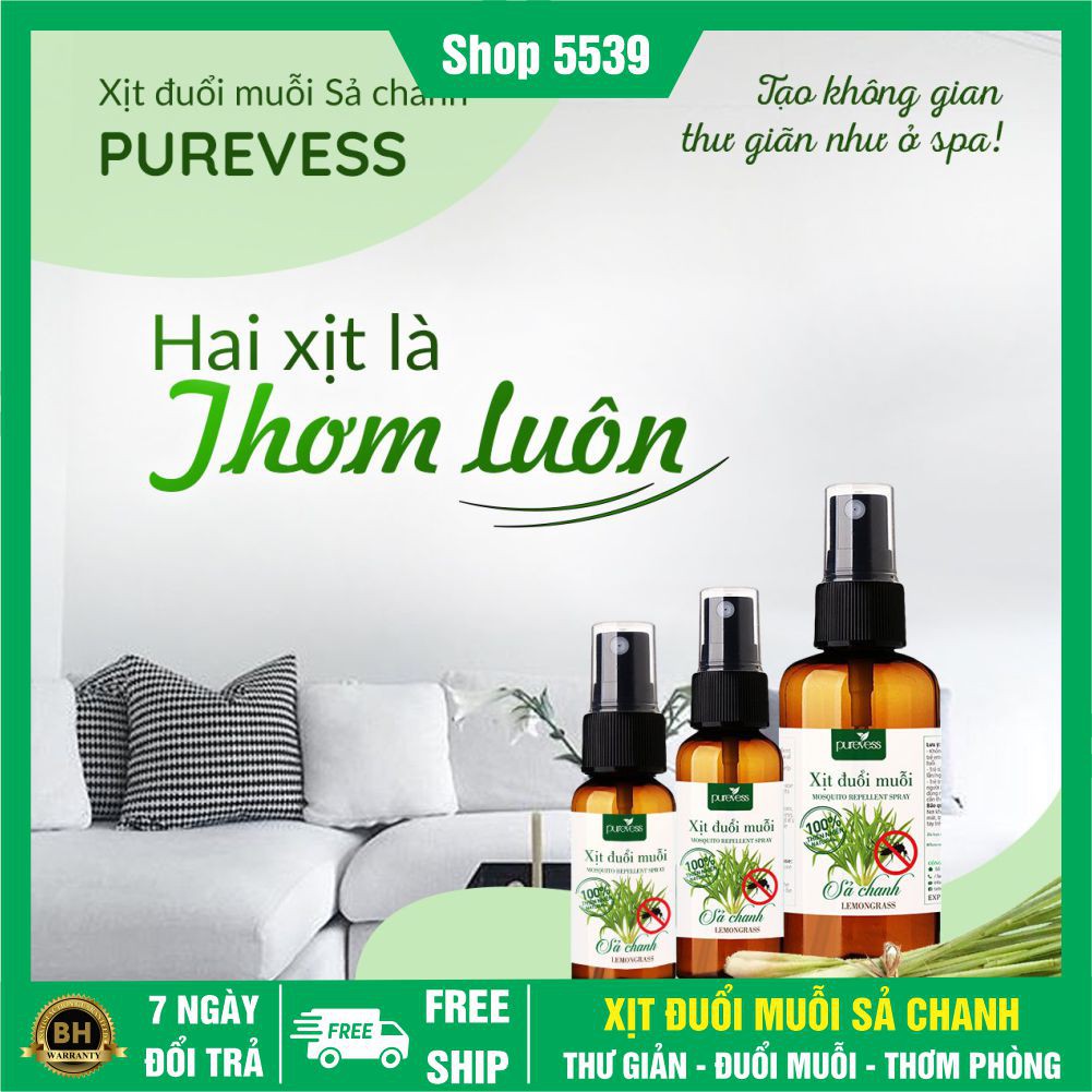 Xịt đuổi muỗi sả chanh thơm phòng, khử mùi nấm mốc, giúp ngủ ngon - Shop 5539