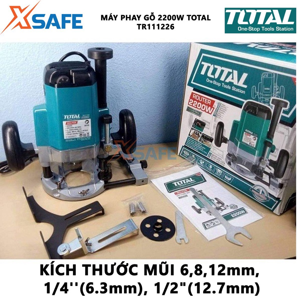 Máy phay gỗ Total TR111226 Máy soi gỗ cầm tay Công suất 2200W Tốc độ không tải 9000-23000rpm - Chính hãng
