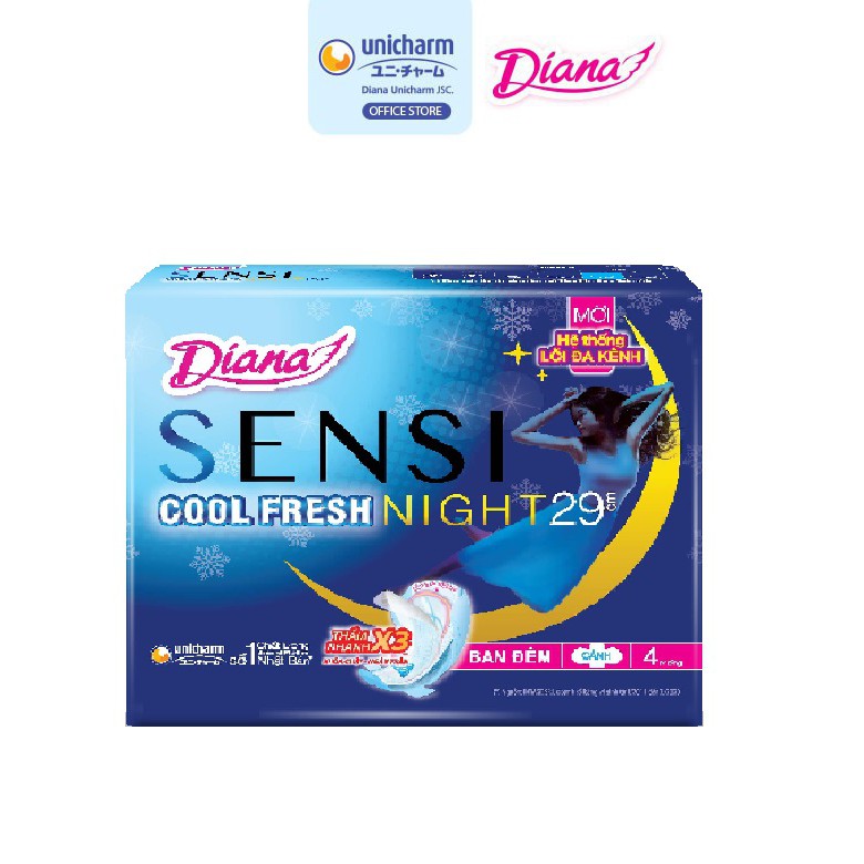 Băng vệ sinh Diana Sensi Cool Fresh Night 29cm 4 miếng/gói