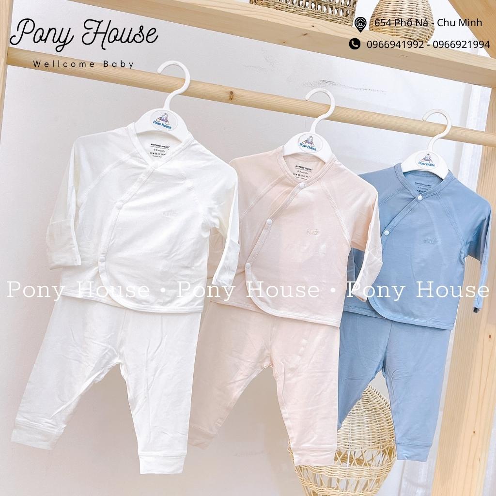 Bộ Sơ Sinh Dài Tay Nature Wear Cài Lệch (Cài Chéo) Chất Bambo Siêu Mềm Cho Bé Trai, Bé Gái Sơ Sinh 0-3M