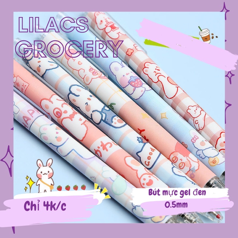 SET 6 Bút Bi Viết Cute Xinh Xắn Đáng Yêu Nhiều Màu Mang Lại May Mắn khi đi thi lilacs grocery
