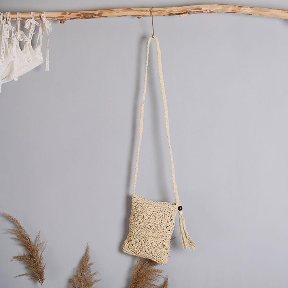 Túi Cói Đeo Chéo Mini Phong Cách Boho Thời Trang Đi Biển Cho Nữ