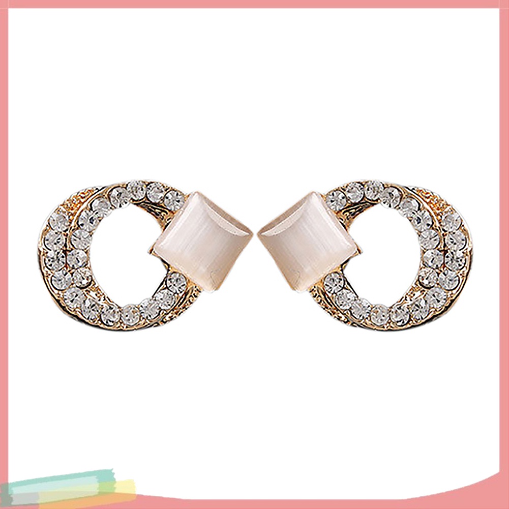 1 Đôi Khuyên Tai Mạ Vàng Đính Đá Sang Trọng Thời Trang