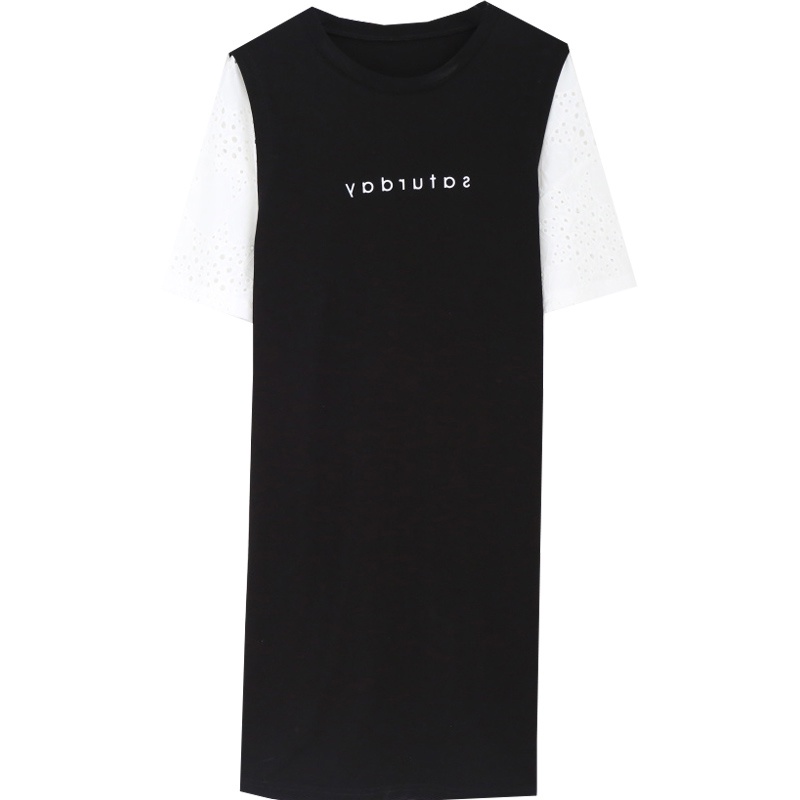 NRVP Đầm thun ngắn tay dáng rộng thời trang đường phố Hàn Quốc cho nữ