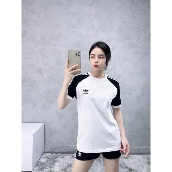 Áo Adidas tay phối màu 271 CLFN DM7630 3-STRIPES TEE