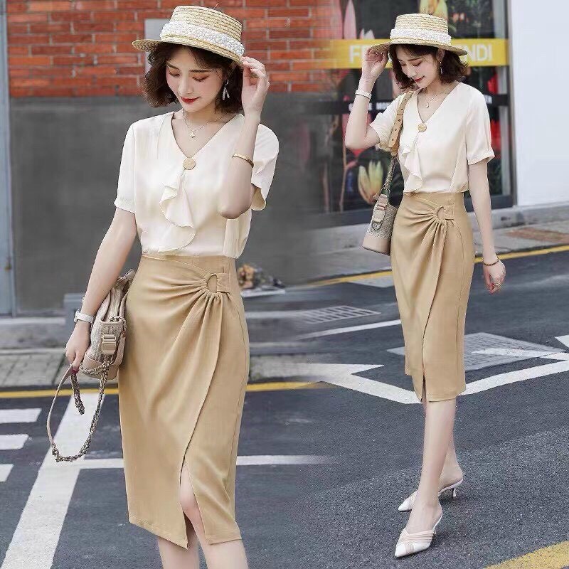 Chân váy công sở xoắn eo _ Hàng Quảng Châu