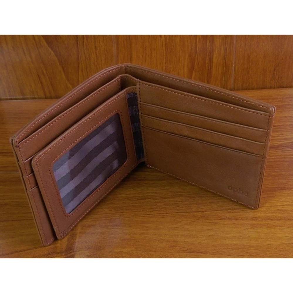 Ví Da Nam Cánh Lật Nâu Bò Trơn