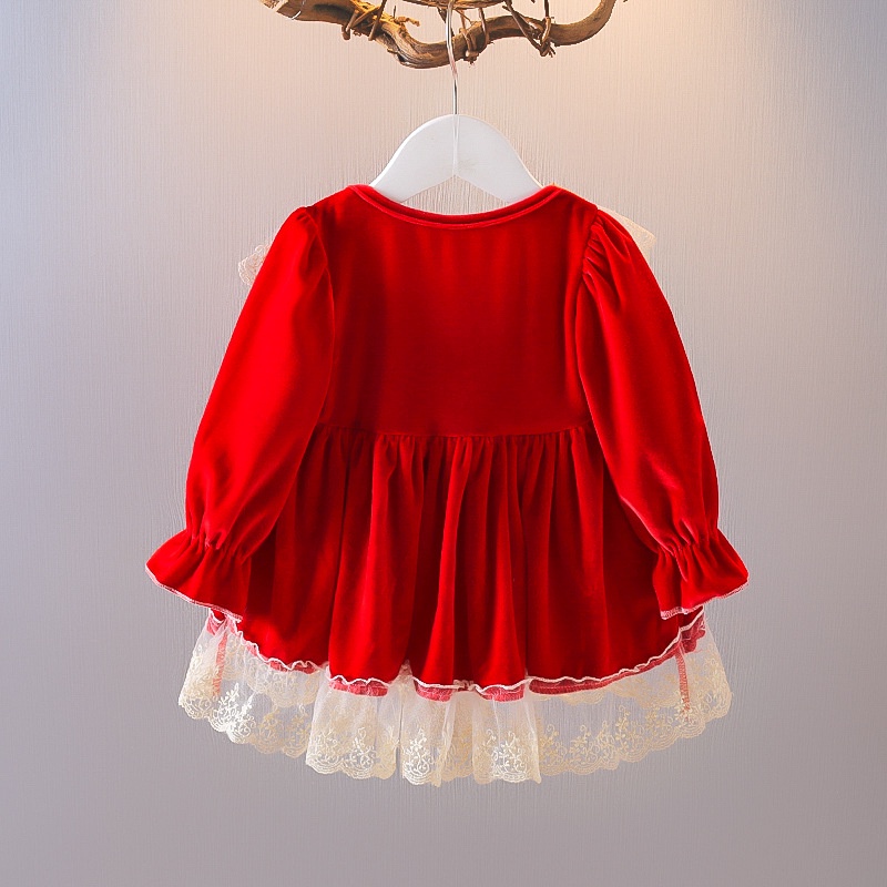 [Cao Cấp] Váy Nhung Đỏ Phối Voan Bèo Dạ Hội Cho Bé Gái MINTSCLOSET Size Từ 1 Đến 4 Tuổi - GV0012