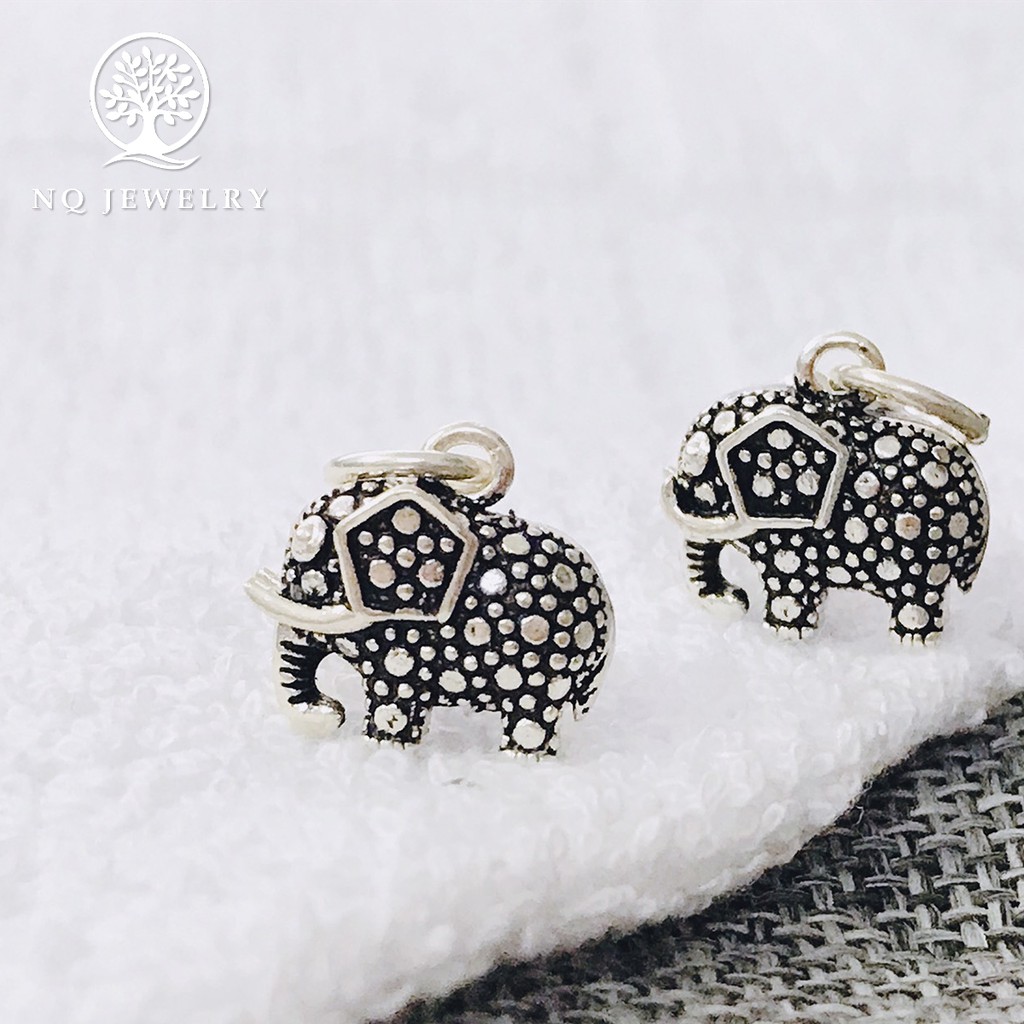 Charm bạc 2 mặt voi treo - NQ Jewelry