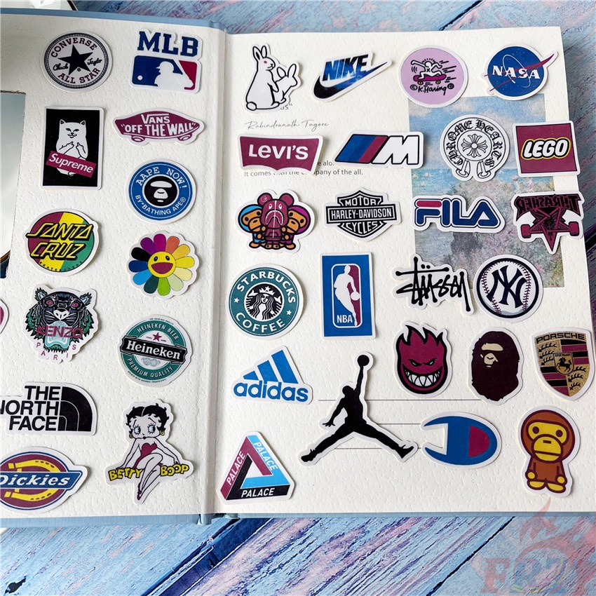 ★★★ Miếng Dán Thủ Công Hình Logo Mini Thời Trang ★★★ Set 40 Sticker Dán Trang Trí Thời Trang