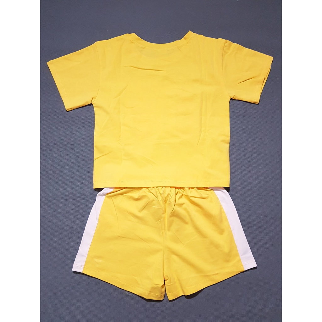 Bộ thun cotton bé gái dễ thương in mèo mát lạnh áo cột dây