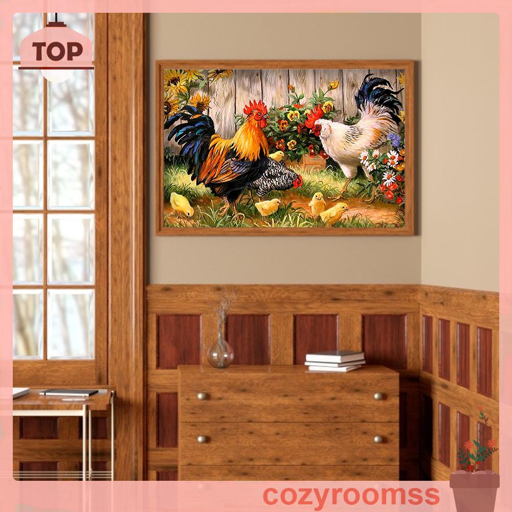 (canvas no printing)  Tranh thêu chữ thập hình con gà 11CT