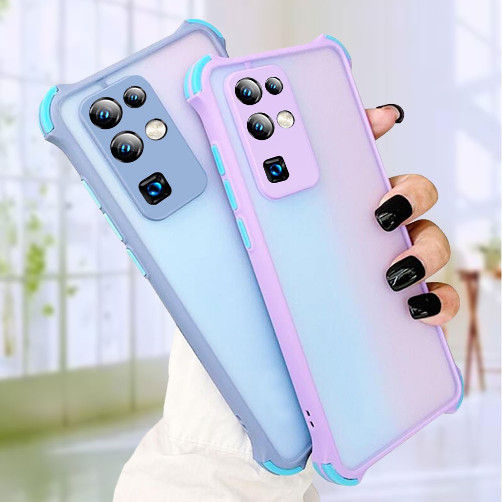 Ốp điện thoại mềm mặt nhám viền màu macaron tương phản thời trang cho Samsung Galaxy A32 A52 A72 A02s A12 A42