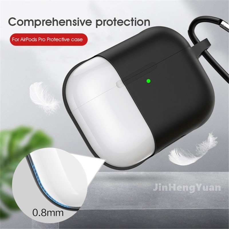 Vỏ silicon mềm chống sốc có móc dây đeo bảo vệ hộp tai nghe thích hợp cho AirPods Pro 4 3 2 1