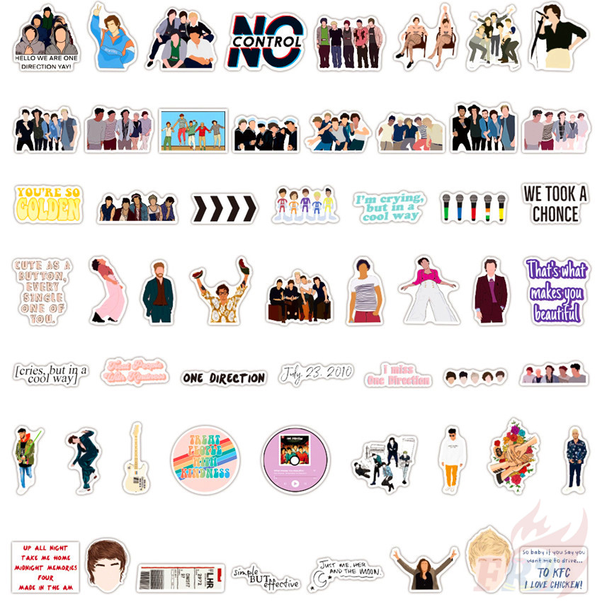 Bộ 100 Miếng Dán Trang Trí Laptop / Vali Hình One Direction 1d - Series B