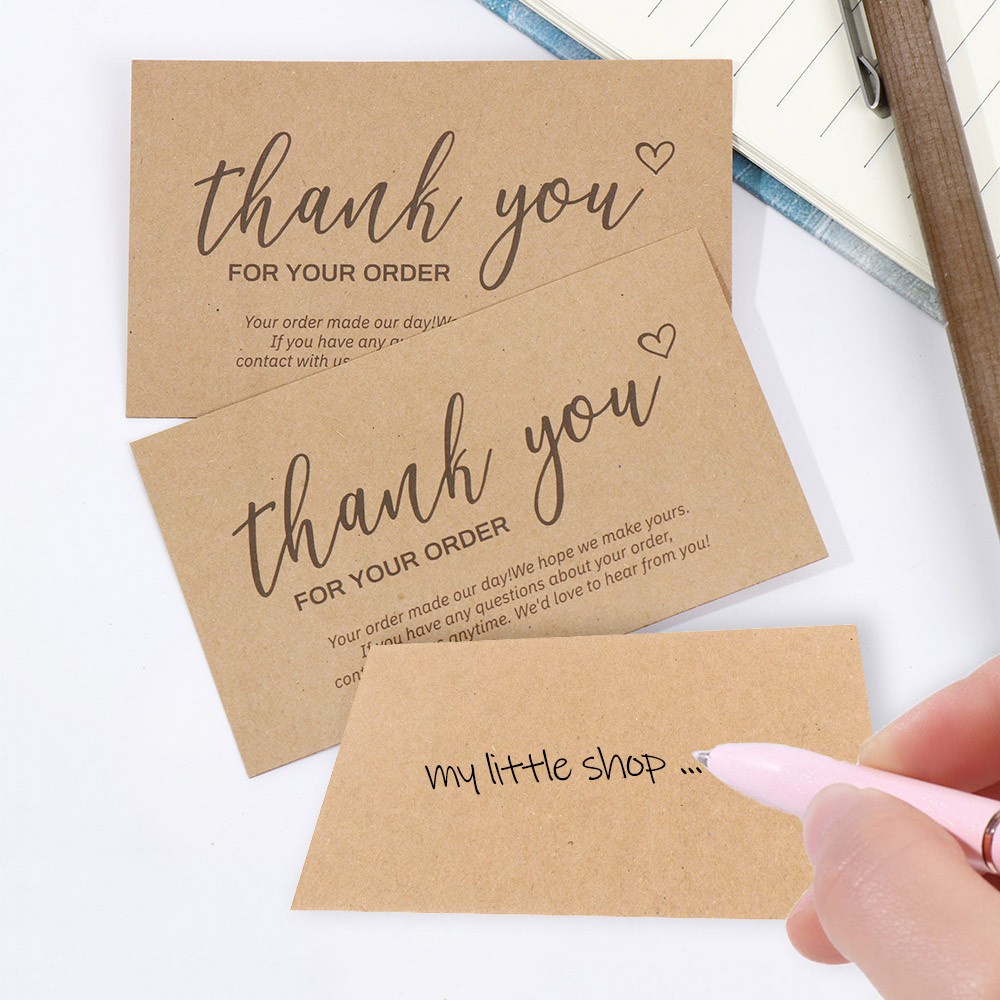 Bộ 30 tờ thiệp giấy thủ công in chữ Thank you for your order