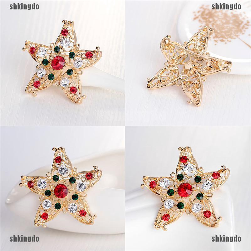 Trâm cài áo hình ngôi sao Giáng sinh đính pha lê thời trang