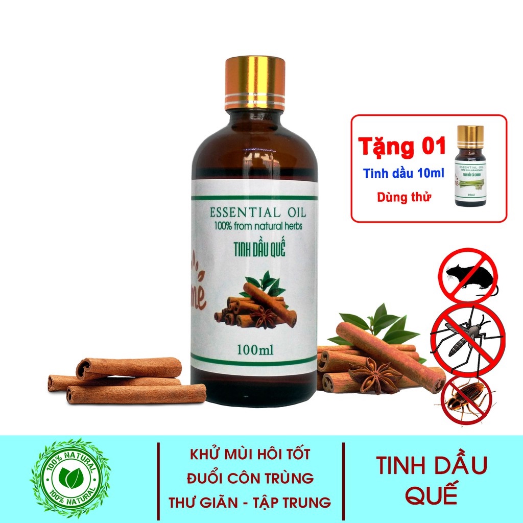 Tinh Dầu Quế VIDAME - Hàng Chính Hãng, Được chiết xuất 100% từ vỏ quế, lá quế tự nhiên