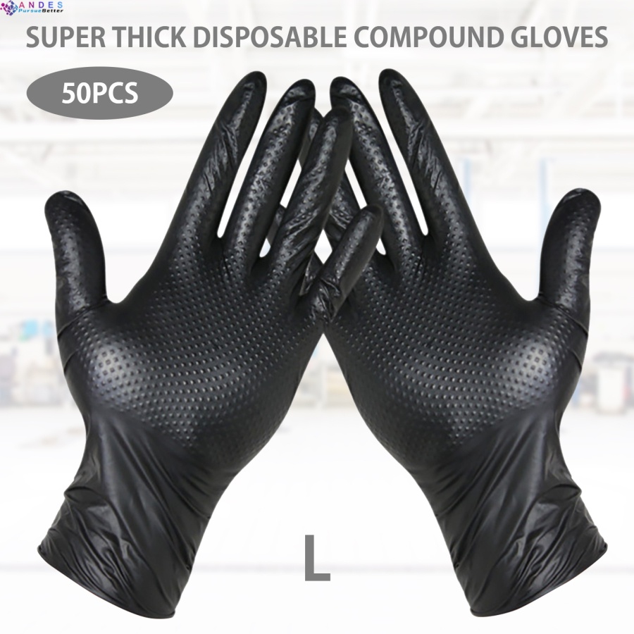 Set 50 găng tay màu đen siêu dày bảo vệ an toàn dùng sửa chữa ô tô