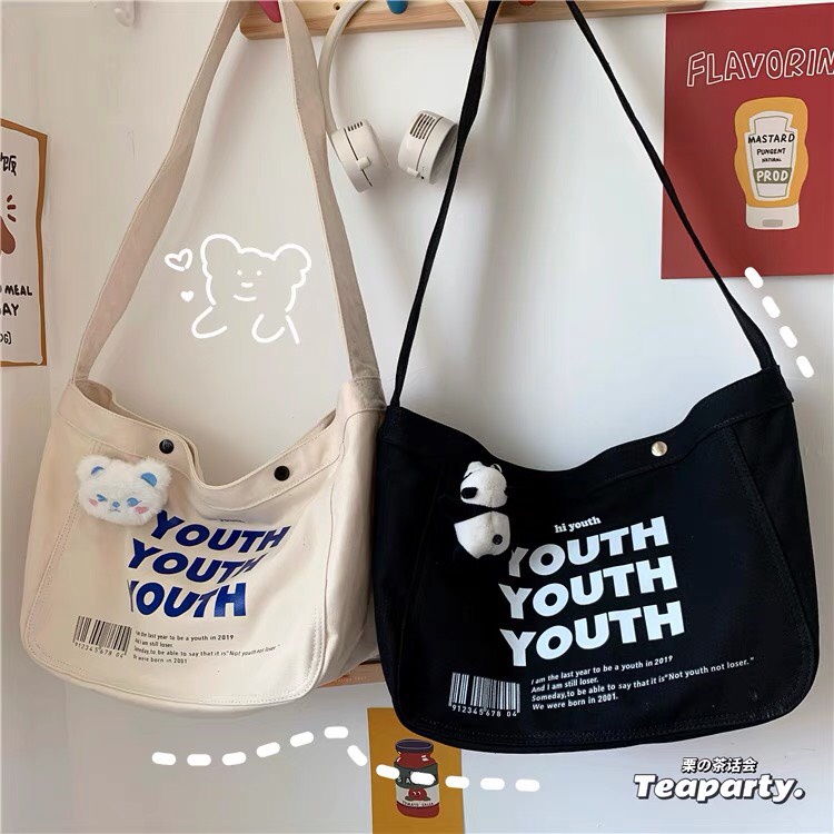 Túi đeo chéo nam nữ đi học đi chơi vải canvas thời trang unisex