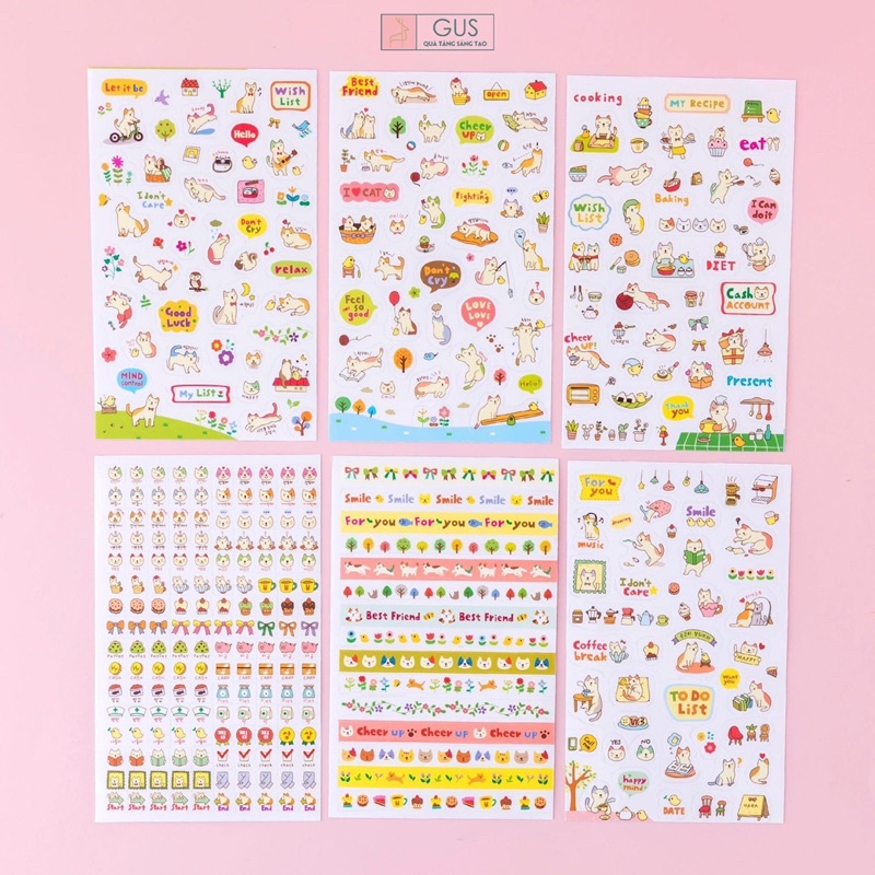 Sticker Animal lẻ 1 tấm GusShop trang trí góc học tập