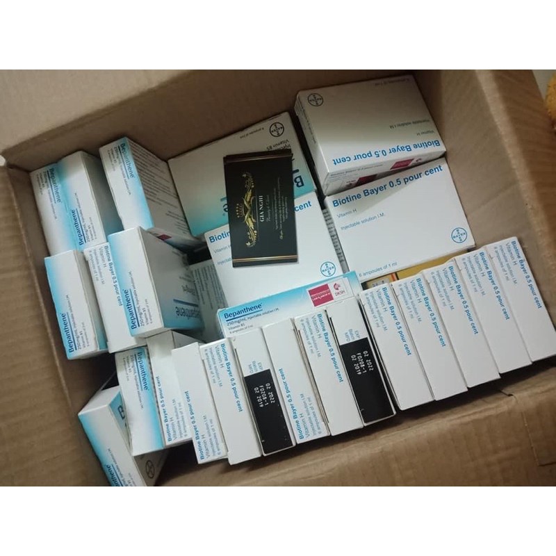 Mọc tóc biotin Biotine Bayer Pháp 1 ống và đen tóc bepanthen 1 ống