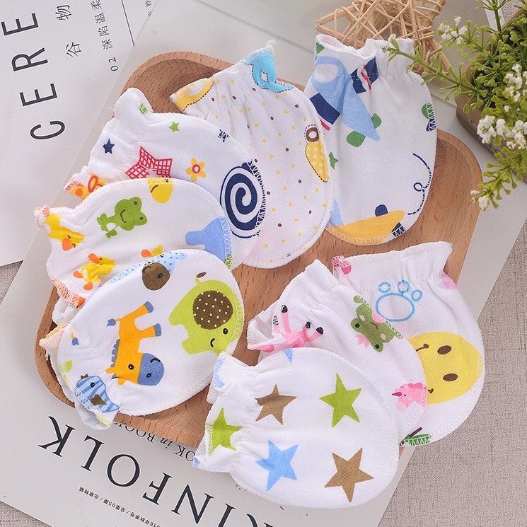 Bao tay cotton họa tiết xinh xắn cho trẻ sơ sinh