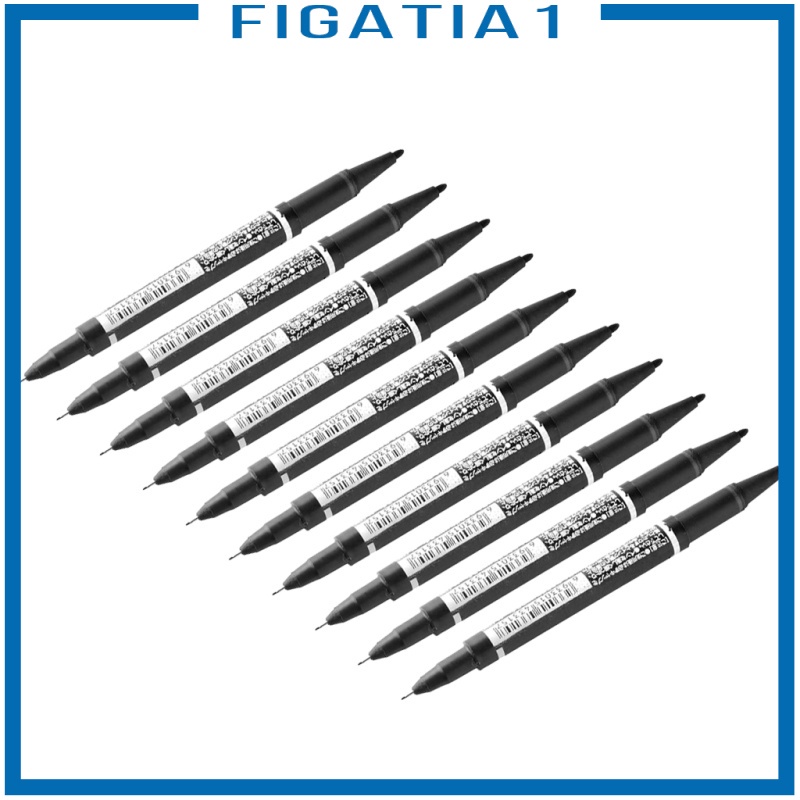 Set 10 Bút Đánh Dấu Hai Đầu Màu Đen Chống Thấm Nước figatia1