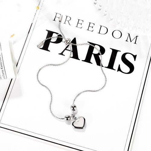 Lắc Tay Dây Rút Trái Tim Titan Ko Đen TT 3433