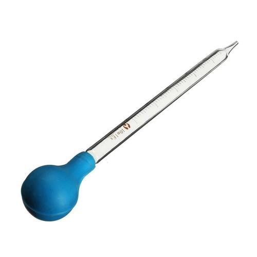 Pipet hút thủy tinh, ống hút chia vạch 1ml dài 20cm có quả bóp