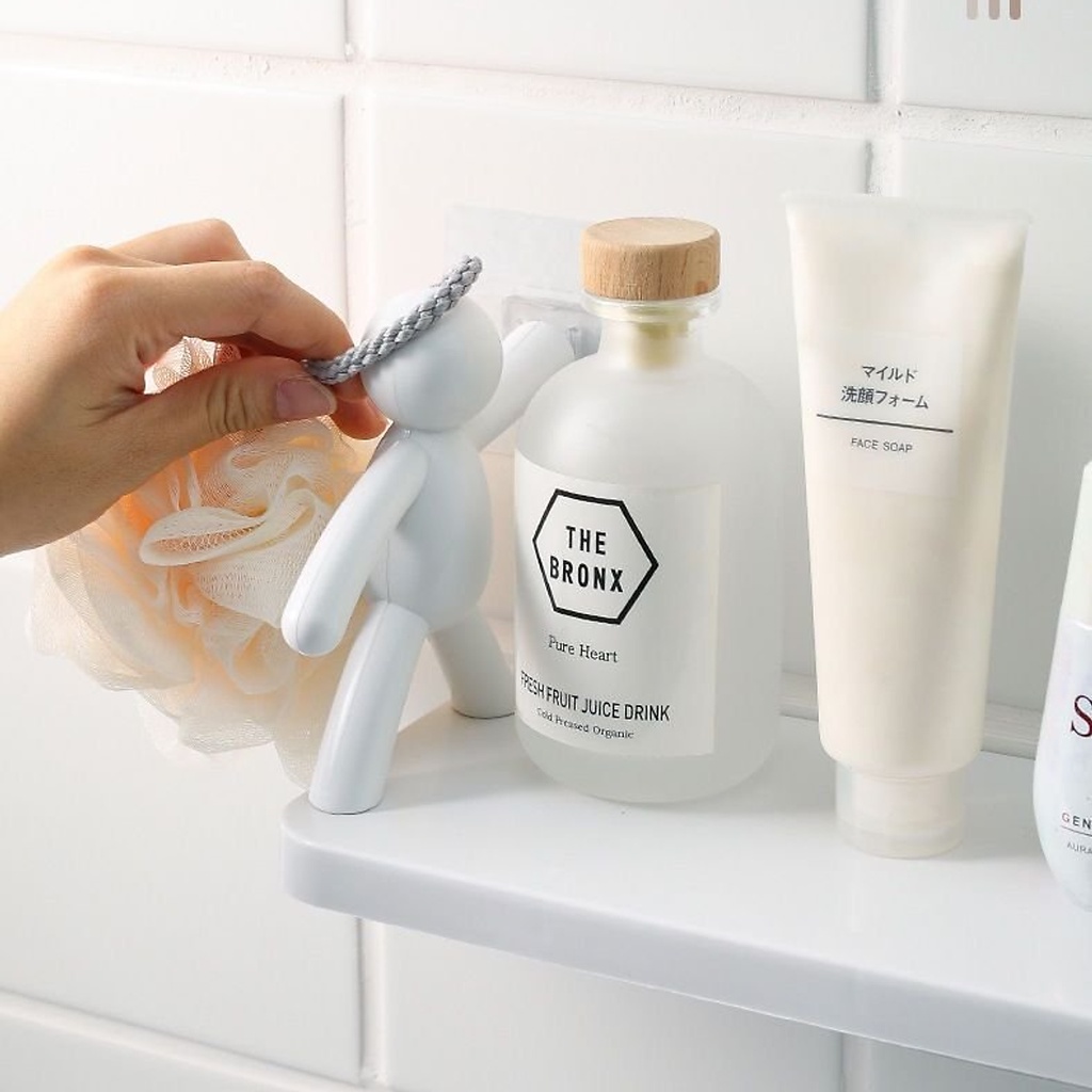 Kệ hình nhân decor nhà tắm, kệ nhựa nhà bếp dán tường siêu dính chịu lực