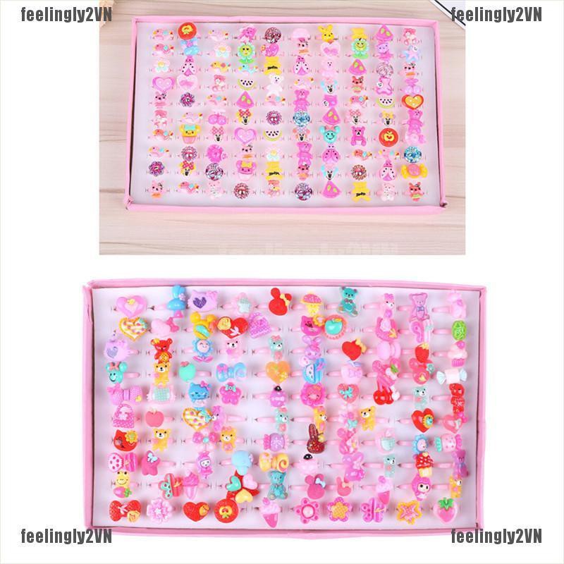 ❤Mặt Trời❤ Bộ 10 Nhẫn Nhựa Họa Tiết Hoạt Hình Đáng Yêu Cho Bé