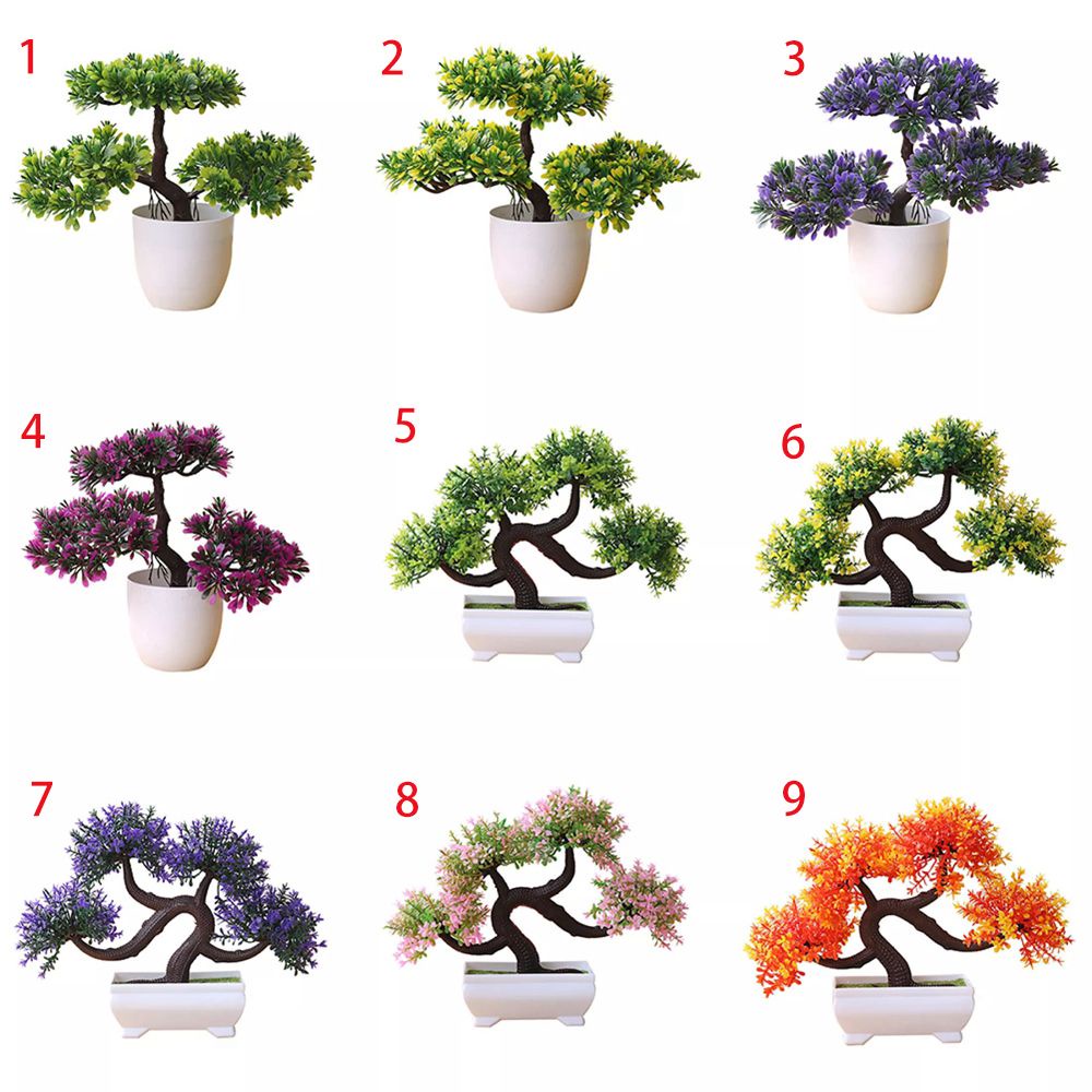 Chậu cây bonsai mini bằng nhựa nhiều màu trang trí nhà cửa