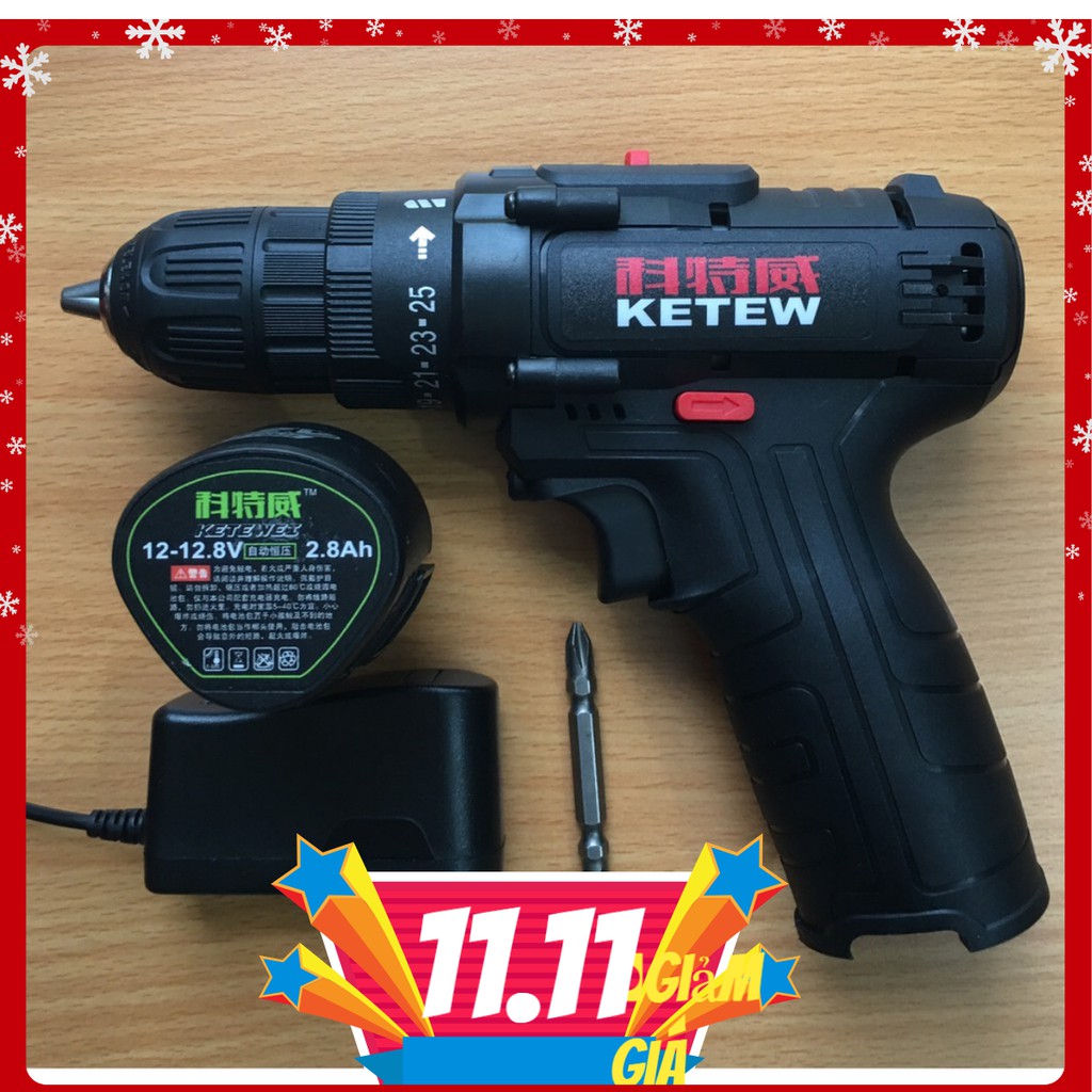 MÁY KHOAN PIN 12V KETEW MÀU ĐEN - 2 TỐC ĐỘ